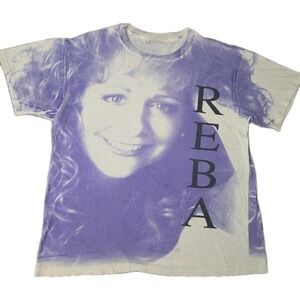 Vintage 80s Reba McEntire AOP All Over Print T-Shirt Double Sided Size XL